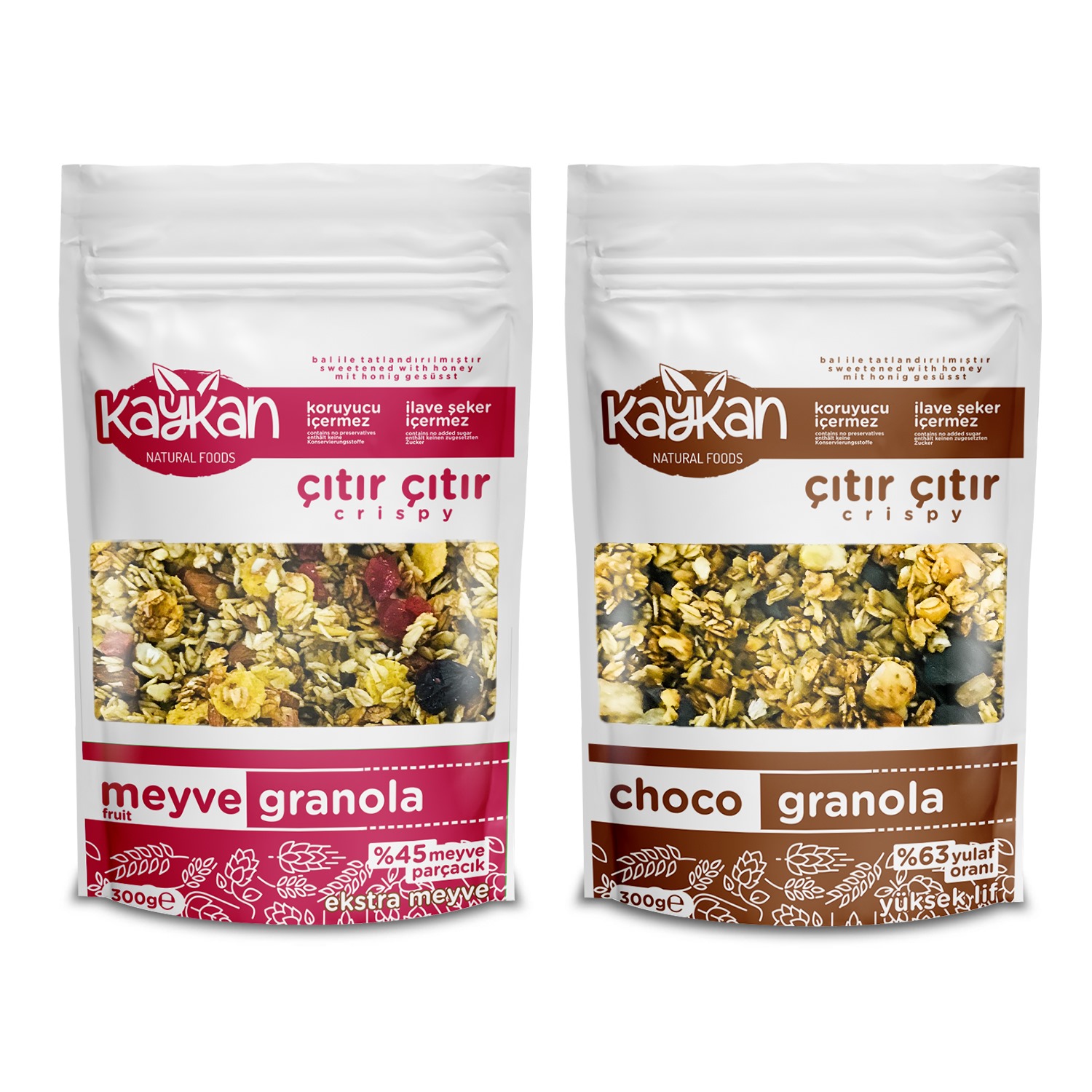 Kaykan Natural Foods 300 g Schoko-Müsli und 300 g Frucht-Müsli
